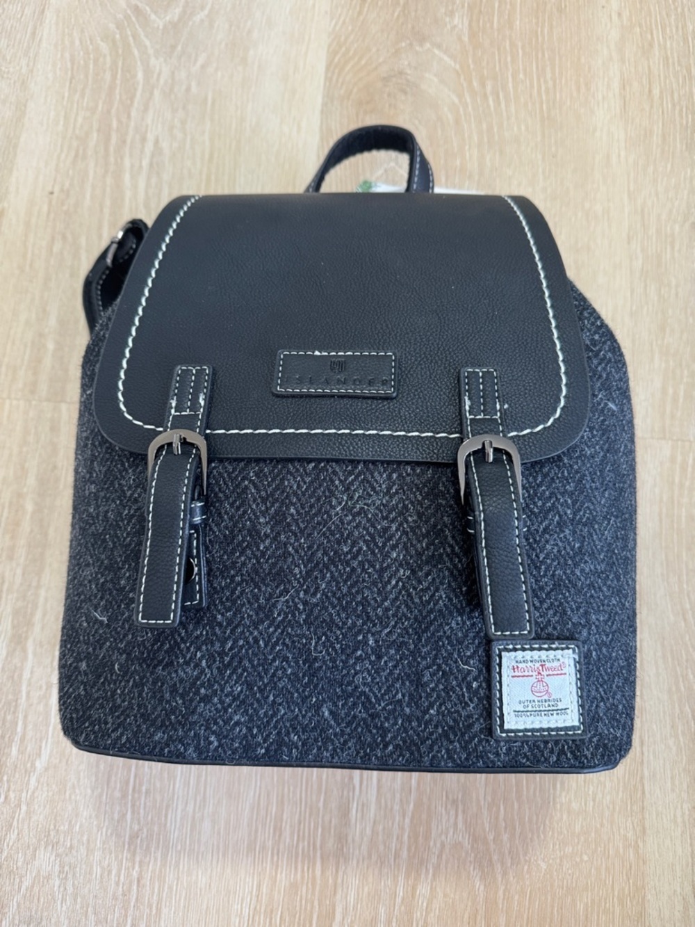 Islander Black Tweed Backpack with Contrast Stitching